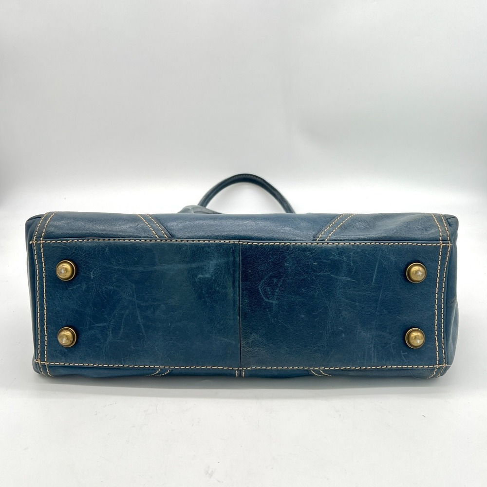 Vintage Wilsons Denim Blue Saddle Leather Purse Shoulder Bag Satchel Y2K - Picture 7 of 15